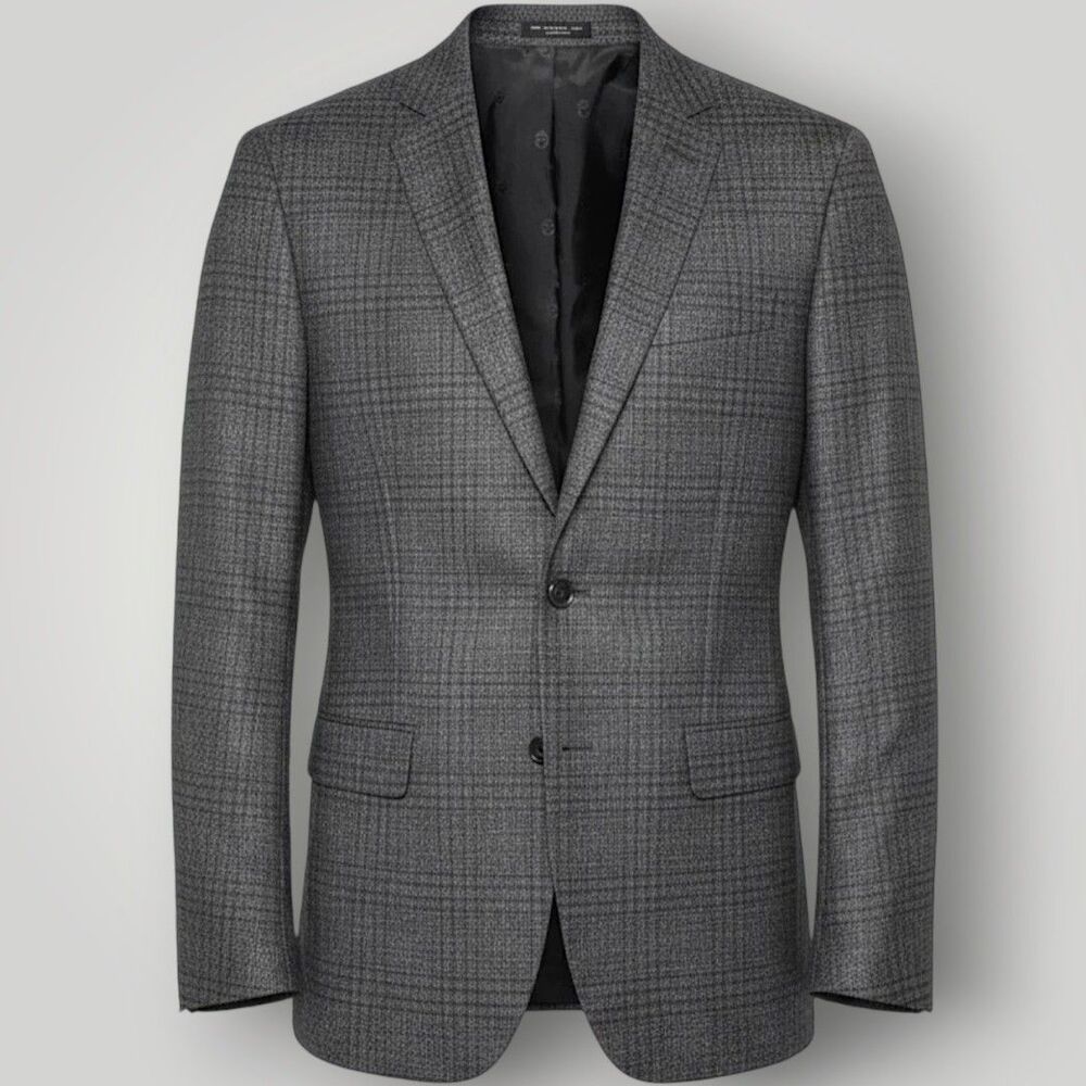 JOHN VARVATOS Mens Blazer 36R Sport Coat Two Button Jacket Gray Glen Plaid Wool